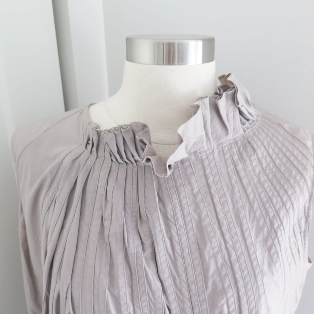 MARNI  Sleeveless Ruched Sleeveless Cotton Top in Taupe Sz 42 - Picture 2 of 7